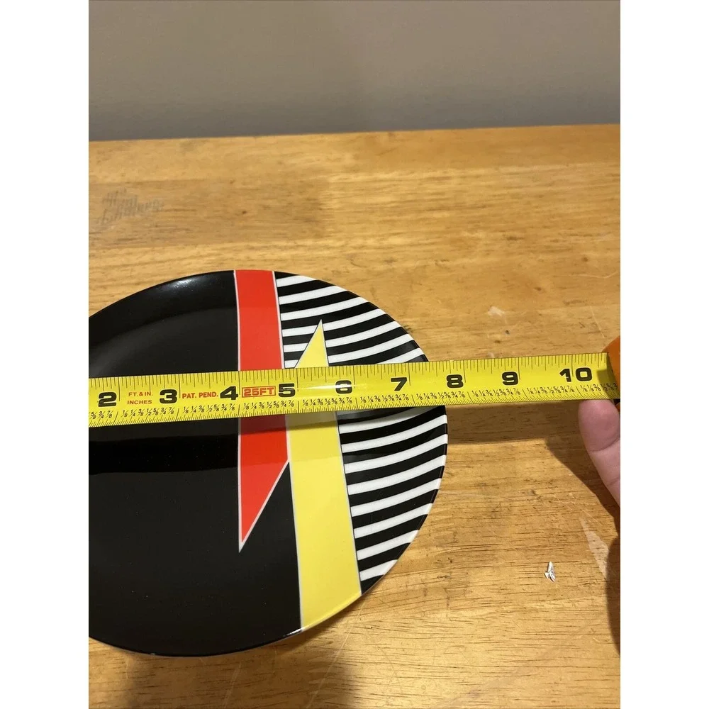 Vtg Fitz & Floyd Accolade Salad Plates‎ Black Stripes Yellow Red Set of 4 Japan
